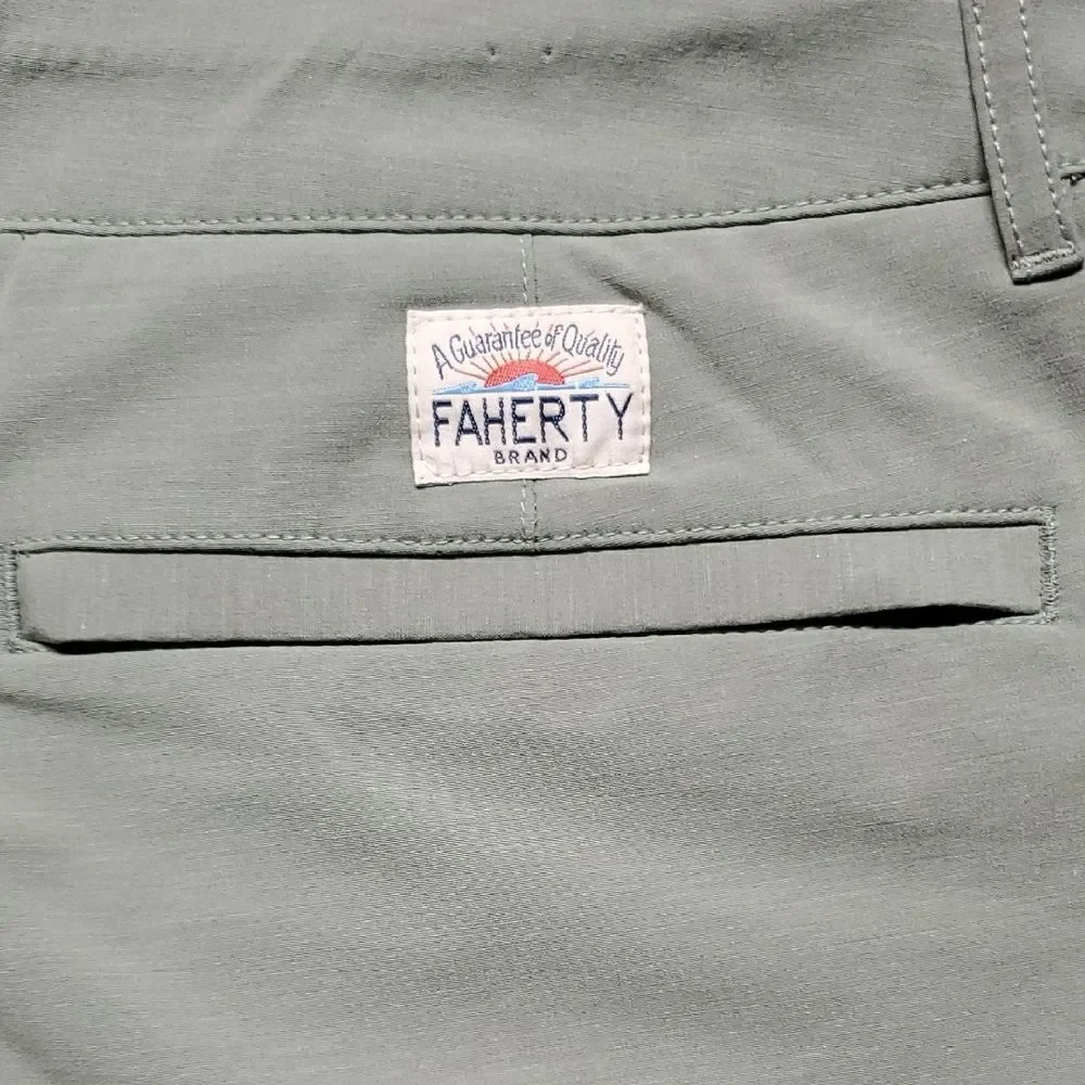 Faherty Light Sage Green Flat-Front Drawstring Shorts